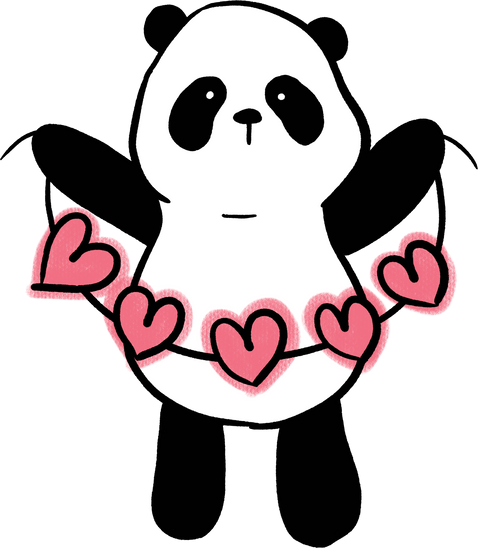 Panda with Hearts